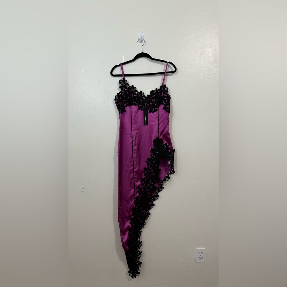 Elegant Purple and Black Asymmetrical Dress